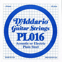 D'ADDARIO PL016 - Plain Steel одиночная струна .016