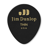 Dunlop 485R03TH Celluloid Black Teardrop Thin 72Pack медиаторы, тонкие, 72 шт.