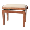 GEWA Piano Bench Deluxe Cherry Highgloss банкетка, цвет вишня, глянцевая, прямые ножки, верх бежевый
