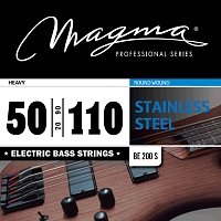 Magma Strings BE200S  Струны для бас-гитары, серия Stainless Steel, калибр: 50-70-90-110, обмотка круглая, нержавеющая сталь, натяжение Heavy