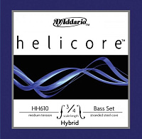D'ADDARIO HH610 3/4M струны для контрабаса Helicore Hybrid Bass, Medium Tension, 3/4