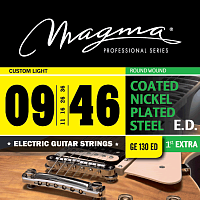 Magma Strings GE130ED  Струны для электрогитары, серия Coated Nickel Plated Steel, калибр: 9-11-16-26-36-46, обмотка круглая, никелированная сталь, с покрытием, натяжение Custom Light