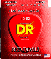 DR RDE-10/52  струны для электрогитары, калибр 10-52, серия RED DEVILS™, обмотка никелированная сталь, покрытие есть