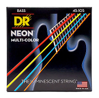 DR NMCB-45 струны для 4-струнной бас-гитары, калибр 45-105, серия HI-DEF NEON™, обмотка никелированная сталь, покрытие люминесцентное