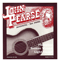 John Pearse 600L струны для акустической гитары .012, .016, .024, .032, .042, .053, фосфор/бронзовая навивка