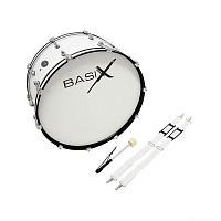 GEWA BASIX Marching Bass Drum Маршевый бас-барабан 24" x 10", белый. Ремни и колотушка в комплекте