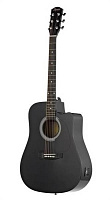 FENDER SQUIER SA-105CE DREADNOUGHT BLACK W/FISHMAN PREAMP гитара электроакустическая с пьезозвукоснимателем, цвет черный
