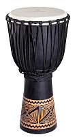YUKA DJWN010-20BK3  джембе, веревочная настройка,цвет: коричневый, размер: 10"(25см) х 20"(51см), материал - красное дерево, мембрана - натуральная кожа, серия чёрный