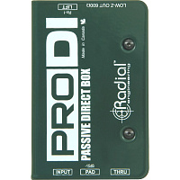 Radial ProDI моно дибокс, вход 1x 1/4"TRS, сквозной 1x 1/4" TRS, выход 1 x XLR