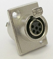 Dae Huan 92M-507(6P) gold (TQ-6FC) Разъем mini-XLR female панельный 6-контактный, позолоченные контакты