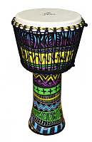 YUKA DJPC012-24  джембе, веревочная настройка, размер: 12"(30см)-24"(60см), мембрана и корпус: пластик. Декорирован в карибском стиле