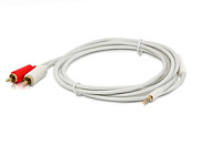 PROCAST Cable m-MJ/2RCA.2 Профессиональный межблочный соединительный звуковой кабель, 3.5 мм miniJack (stereo)  2RCA (male), mini connector, цвет изоляции белый, длина 2 метра
