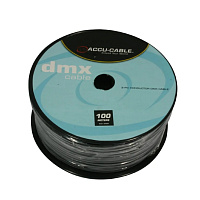 American DJ AC-DMXD5/100R  DMX кабель 0.25 кв.мм, изолированные жилы в общем медном экране + алюминиевая фольга, в общей ПВХ. Ø5.4 мм, цвет черный, катушка 100 метров