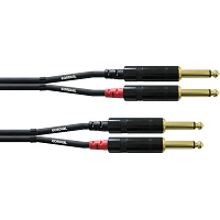 Cordial CFU 1.5 PP сдвоенный кабель 2 х джек моно 6,3 мм male - 2 х джек моно 6,3 мм male, длина 1,5 м, черный