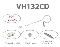 AV-Leader VH 132CD Bl мини-микрофон конденсаторный, кардиоида, 50 Гц - 18 кГц, съемный кабель, черный