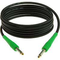 KLOTZ KIKC6.0PP4 готовый гитарный (инструментальный) кабель чёрного цвета, прямые разъёмы KLOTZ Mono Jack (зелёного цвета) с позолоченными контактами, длина 6 м
