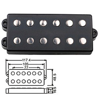 Dr.Parts 6HPU/BK  звукосниматель humb для 6-струнной бас-гитары, открытый, чёрный