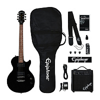 EPIPHONE Les Paul Electric Guitar Player Pack Ebony комплект: электрогитара, комбо 10 Вт, чехол, кабель, тюнер, ремень, медиаторы