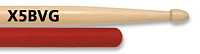 VIC FIRTH X5BVG  барабанные палочки с антискользящим покрытием, тип Extreme 5B с деревянным наконечником, материал - гикоридлина 16 1/2", диаметр 0,595", серия American Classic