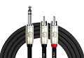 Kirlin Y-344PR 1M BK кабель Y-образный 1 м, 1/4" стереоджек - 2 x RCA 