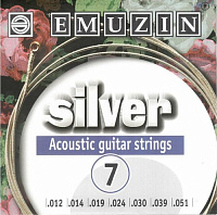 EMUZIN SILVER 7А222  Струны для 7-струнной акустическй гитары .012 - .051, обмотка из посеребренной меди