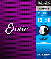 ELIXIR 11100 струны для акустической гитары PolyWeb Medium (013-017-026-035-045-056)