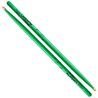 ZILDJIAN Z5AACDGG 5A ACORN NEON GREEN барабанные палочки с деревянным наконечником, цвет неоновый зеленый, материал орех