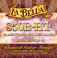 LA BELLA 850B-HT  струны для классической гитары - черный нейлон, обмотка - золото, сильное натяжение