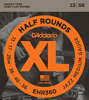 D'ADDARIO EHR360 cтруны для электрогитары, Jazz Medium, Half Round, 13-56