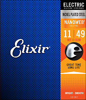 ELIXIR 12102 струны для электрогитары Anti Rust NanoWeb Medium (011-014-018-028-038-049)