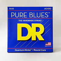 DR PB-40 струны для 4-струнной бас-гитары, калибр 40-100, серия: PURE BLUES™ Quantum Nickel™, обмотка никель, покрытия нет