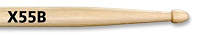 VIC FIRTH X55B  удлиненные барабанные палочки, тип Extreme 55B с деревянным наконечником, материал - гикори, длина 16 1/2", диаметр 0,610", серия American Classic