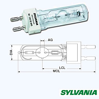 Sylvania BA700SE NHR(MSR700/2)  лампа газоразрядная,700W, цоколь G22, ресурс 1200ч.