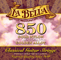 LA BELLA 850  струны для классической гитары - "золотой" нейлон, обмотка - золото, натяж -37,75 кг