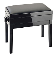 K&M 13951-200-21  банкетка для пианиста, отсек для нот, бук, черный глянец, кожзаменитель, 460-550 мм