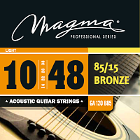 Magma Strings GA120B85  Струны для акустической гитары, серия Bronze 85/15, калибр: 10-14-22-28-38-48, обмотка круглая, бронзовый сплав 85/15, натяжение Light
