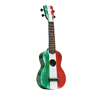 WIKI UK/IT  гитара укулеле сопрано, рисунок "итальянский флаг", чехол в комплекте