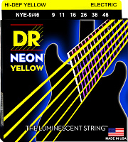 DR NYE-9/46 струны для электрогитары, калибр 9-46, серия HI-DEF NEON, обмотка никелированная сталь, покрытие люминесцентное