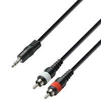 Adam Hall K3YWCC0300  кабель mini-jack stereo - 2 x RCA, литые разъемы, длина 3 метра