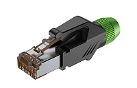ROXTONE RJ45C5E-PH-GN Ethernet разъем RJ45 (часть A) CAT5e, 150 МГц, макс. AWG26, металлический зажим, с удобным держателем сердечника провода (деталь B), с нейлоновым защитным корпусом (деталь C) со специальной системой зажима кабеля
