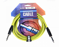 PROAUDIO ICJ-3FE кабель инструментальный, джек моно  джек моно, плетеный экран, диаметр 6,5 мм, длина 3 м, тканевая оплетка