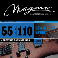 Magma Strings BE210S  Струны для бас-гитары, серия Stainless Steel, калибр: 55-75-90-110, обмотка круглая, нержавеющая сталь, натяжение Heavy+