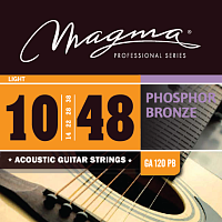 Magma Strings GA120PB  Струны для акустической гитары, серия Phosphor Bronze, калибр: 10-14-22-28-38-48, обмотка круглая, фосфористая бронза, натяжение Light