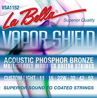 LA BELLA VSA1152  струны для акустической гитары (011-015-022w-032-042-052), сталь с круглой обмоткой из фосфорной бронзы
