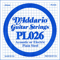 D'ADDARIO PL026 - Plain Steel одиночная струна .026