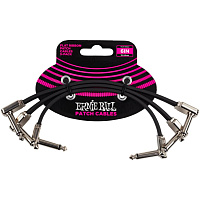 ERNIE BALL 6221  набор соединительных кабелей 3 шт., плоский, 15 см, угловой джек/угловой джек, цвет чёрный