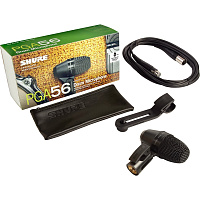 SHURE PGA56-XLR кардиоидный микрофон для ударных и других музыкальных инструментов, c держателем A50D и с кабелем XLR -XLR