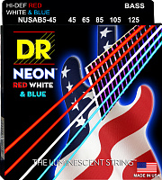 DR NUSAB5-45 струны для 5-струнной бас-гитары, калибр 40-125, серия HI-DEF NEON™, обмотка никелированная сталь, покрытие люминесцентное