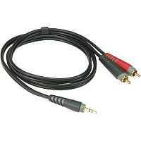 KLOTZ AY7-0600 инсертный кабель с пластиковыми разъёмами 2RCA x stereo mini jack, контакты позолочены, цвет чёрный, 6 м