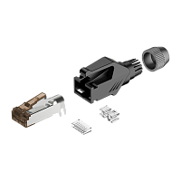 ROXTONE RJ45C5E-PH-GY Ethernet разъем RJ45 (часть A) CAT5e, 150 МГц, макс. AWG26, металлический зажим, с удобным держателем сердечника провода (деталь B), с нейлоновым защитным корпусом (деталь C) со специальной системой зажима кабеля